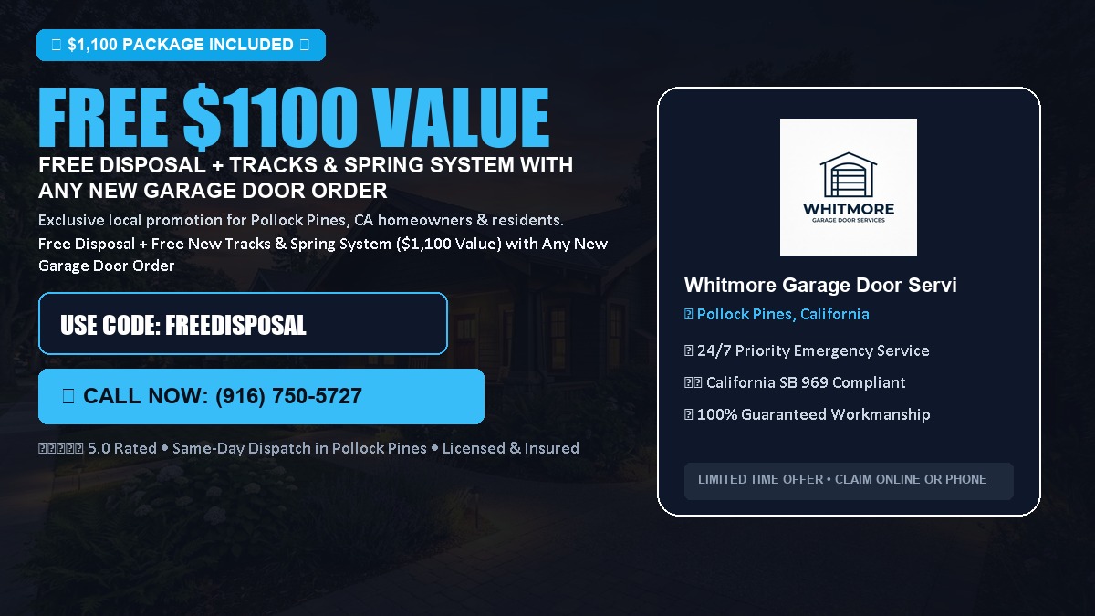 Free Disposal + Free New Tracks & Spring System with Any New Garage Door Order ($1100 Value) in Pollock Pines, CA